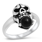Silver Stone Ring  - Skull