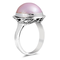 Silver Bali Ring W/ Pearl