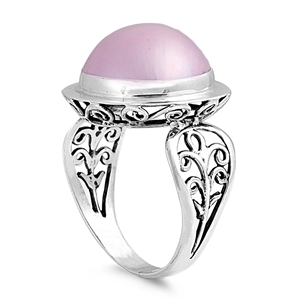 Silver Bali Ring W/ Pearl