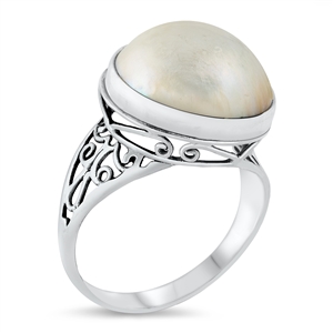 Silver Bali Ring W/ Pearl