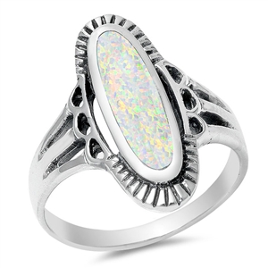 Silver Ring W/ Lab Opal