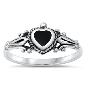 Silver Stone Ring - Heart