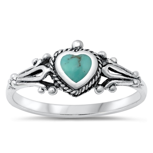 Silver Stone Ring - Heart