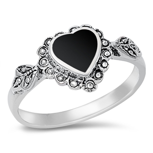 Silver Stone Ring  - Heart