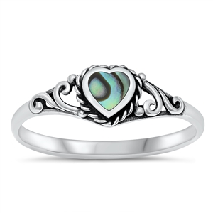 Silver Stone Ring - Heart