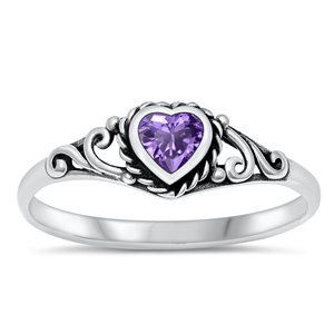 Silver CZ Ring - Heart