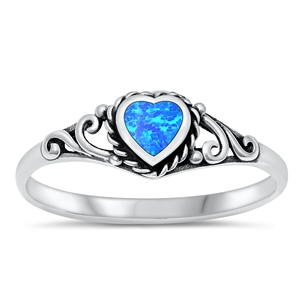 Silver Lab Opal Ring - Heart