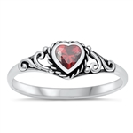 Silver Stone Ring - Heart