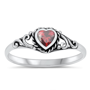 Silver Stone Ring - Heart