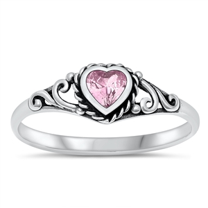 Silver Stone Ring - Heart