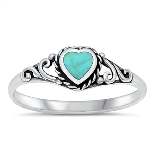 Silver Stone Ring - Heart