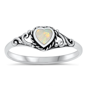 Silver Lab Opal Ring - Heart