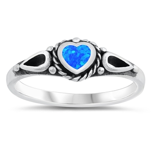 Silver Lab Opal Ring - Heart