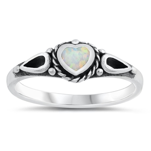 Silver Lab Opal Ring - Heart