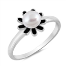 Silver Stone Ring  - Flower