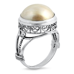 Silver Stone Ring - Mabe Pearl