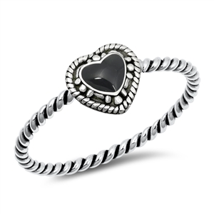 Silver Stone Ring  - Heart