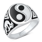 Silver Stone Ring - Yin Yang