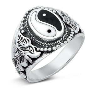 Silver Stone Ring - Yin Yang