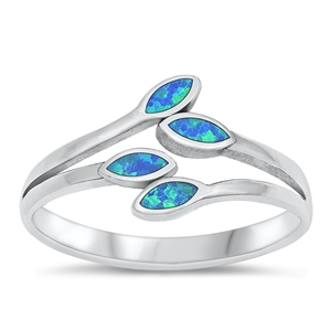 Silver Lab Opal Ring - Leaves