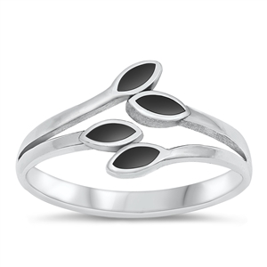 Silver Stone Ring - Leaves