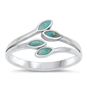 Silver Stone Ring - Leaves