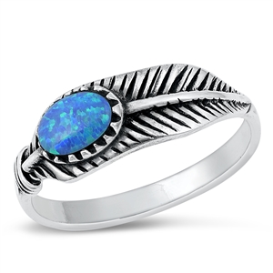 Silver Lab Opal Ring - Feather