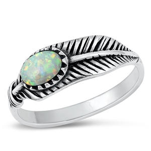 Silver Lab Opal Ring - Feather