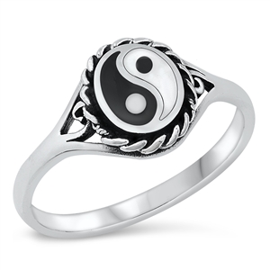 Silver Stone Ring - Yin Yang