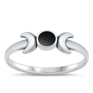 Silver Stone Ring - Moon