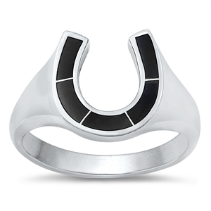 Silver Stone Ring - Horseshoe