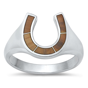 Silver Stone Ring - Horseshoe