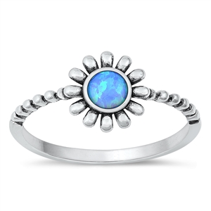 Silver Lab Opal Ring - Flower