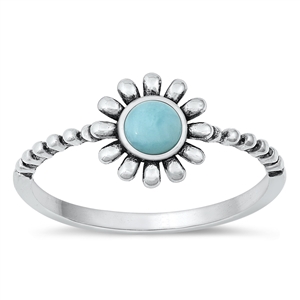 Silver Stone Ring - Flower