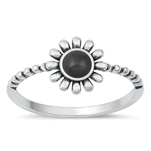 Silver Stone Ring - Flower