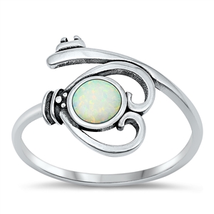 Silver Lab Opal Ring - Heart Key