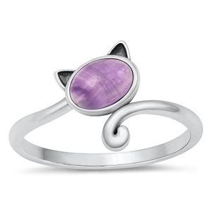 Silver Stone Ring - Cat