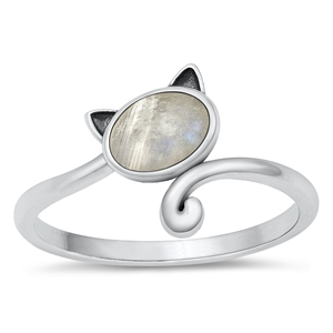 Silver Stone Ring - Cat