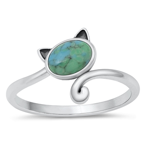 Silver Stone Ring - Cat