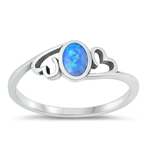 Silver Lab Opal Ring - Hearts