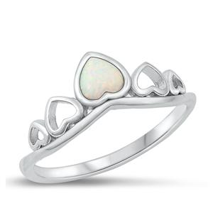 Silver Lab Opal Ring - Hearts