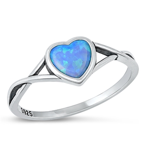 Silver Lab Opal Ring - Heart