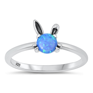 Silver Lab Opal Ring - Bunny Rabbit