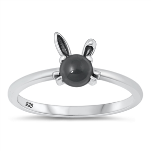 Silver Stone Ring - Bunny Rabbit