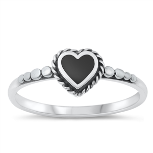 Silver Stone Ring - Heart