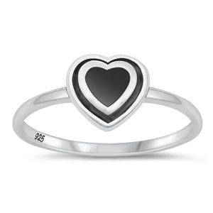 Silver Stone Ring - Heart