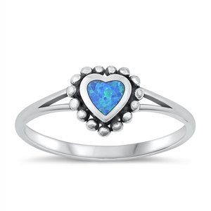 Silver Lab Opal Ring - Heart