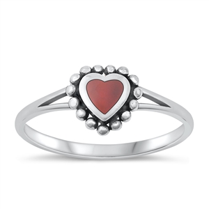 Silver Lab Opal Ring - Heart