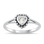Silver Stone Ring - Heart
