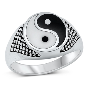 Silver Stone Ring - Yin Yang